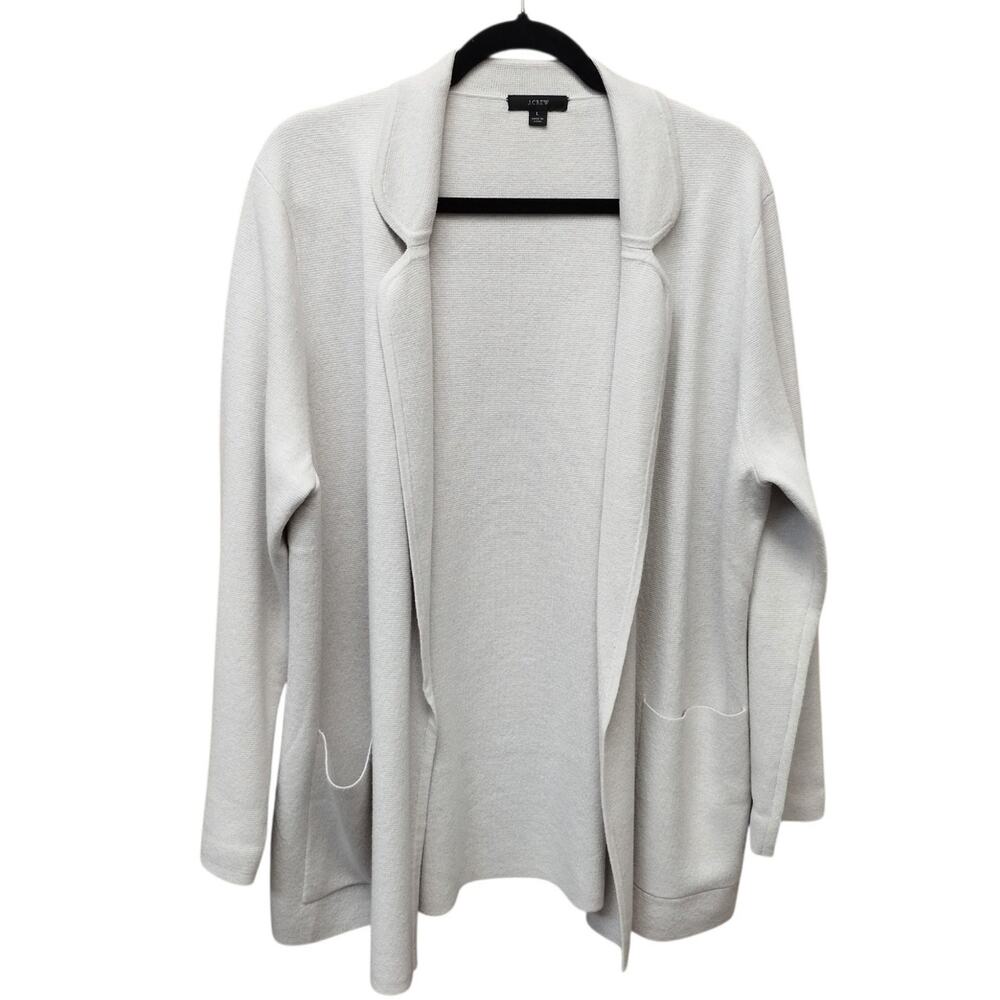 J Crew Womens Eloise Sweater Blazer Large Cotton Merino Wool Blend Minimalist